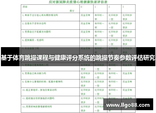 基于体育跳操课程与健康评分系统的跳操节奏参数评估研究